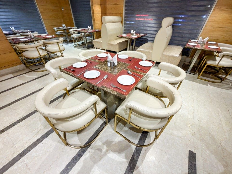 A table laid for dinner at Sakun, Hotel Sawera Grand, Amritsar